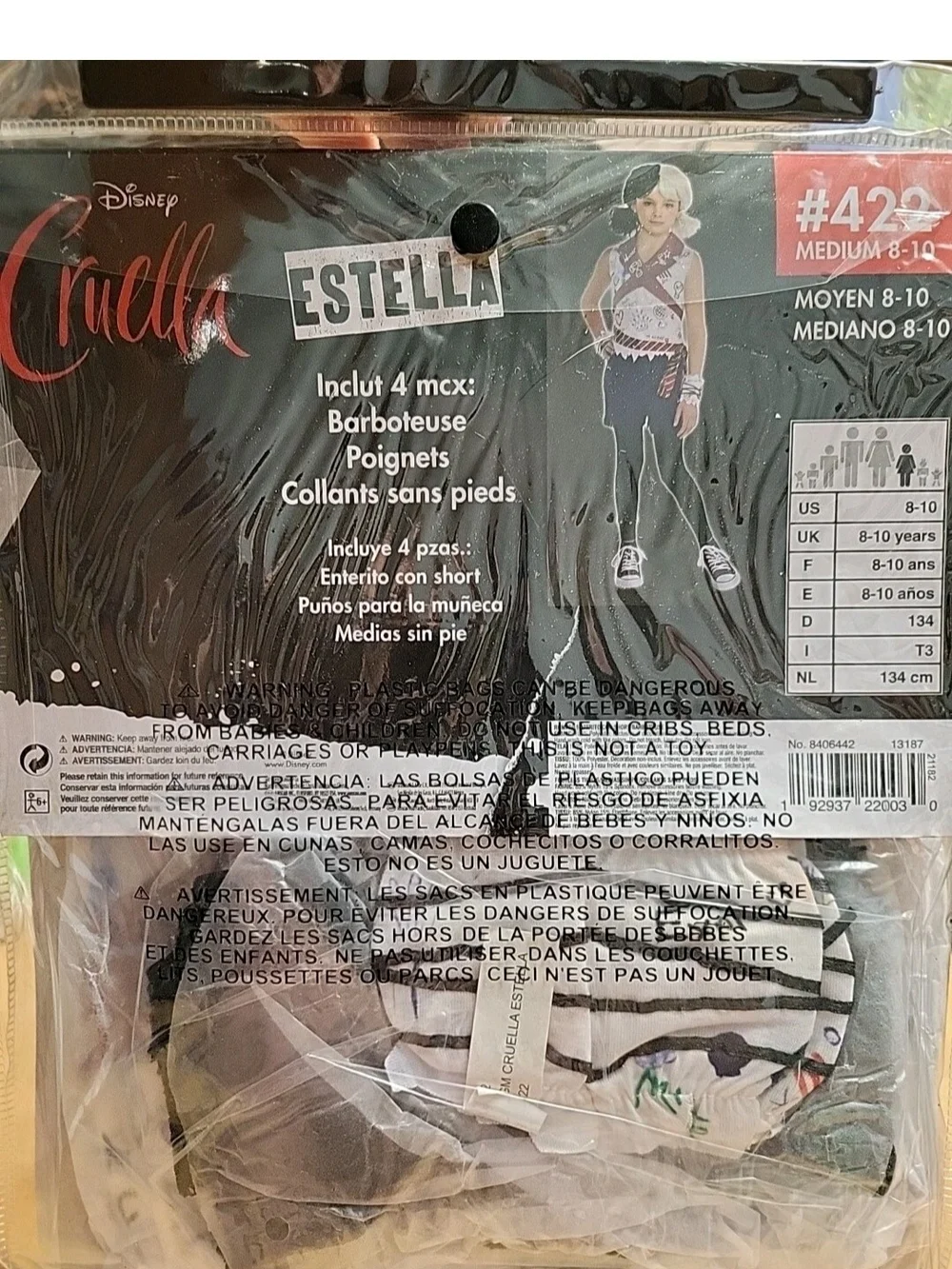 Disney Cruella Estella Costume Child Large 12-14 #4026